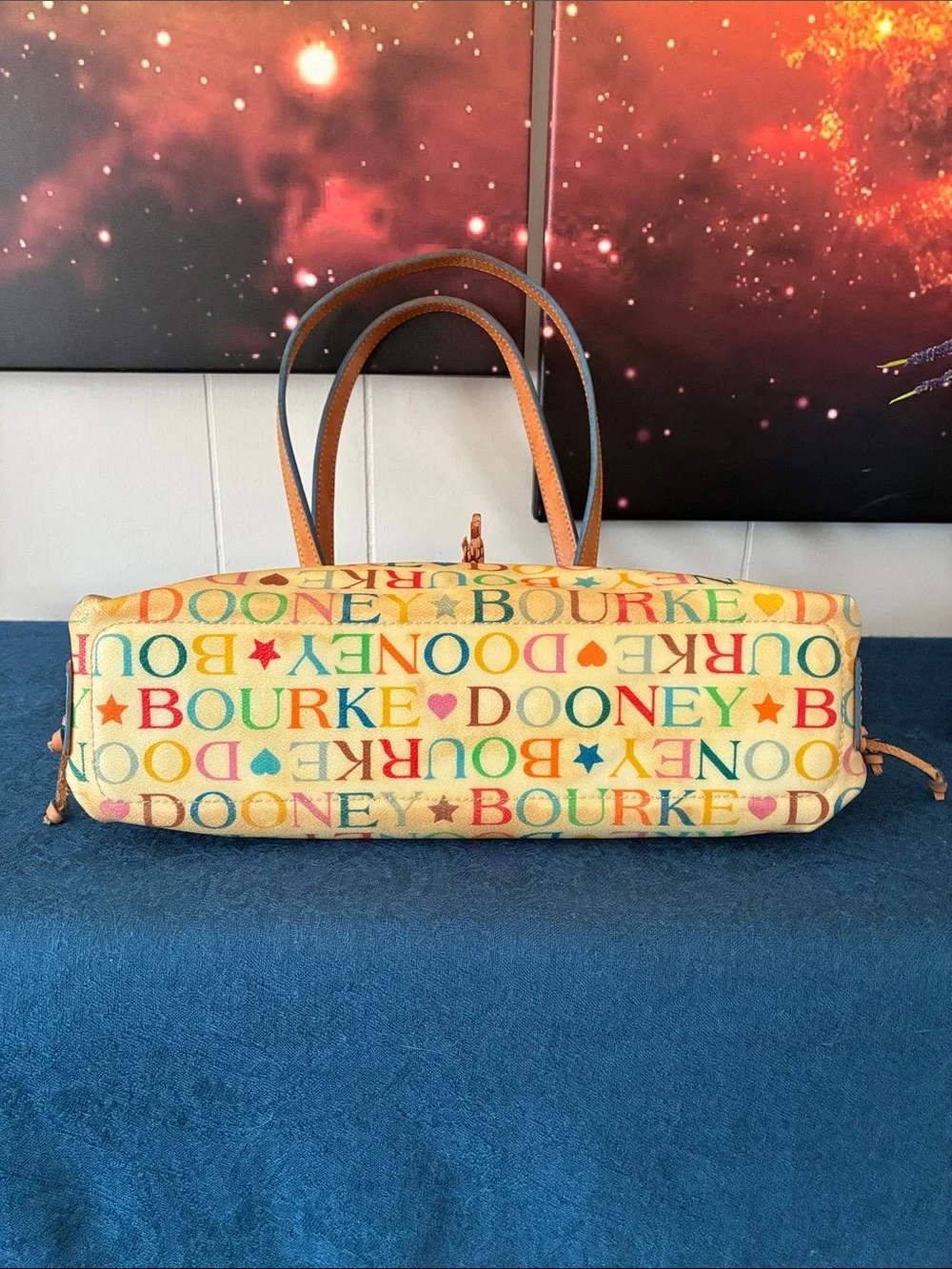 Vintage Dooney & Bourke Rainbow Monogram Satchel